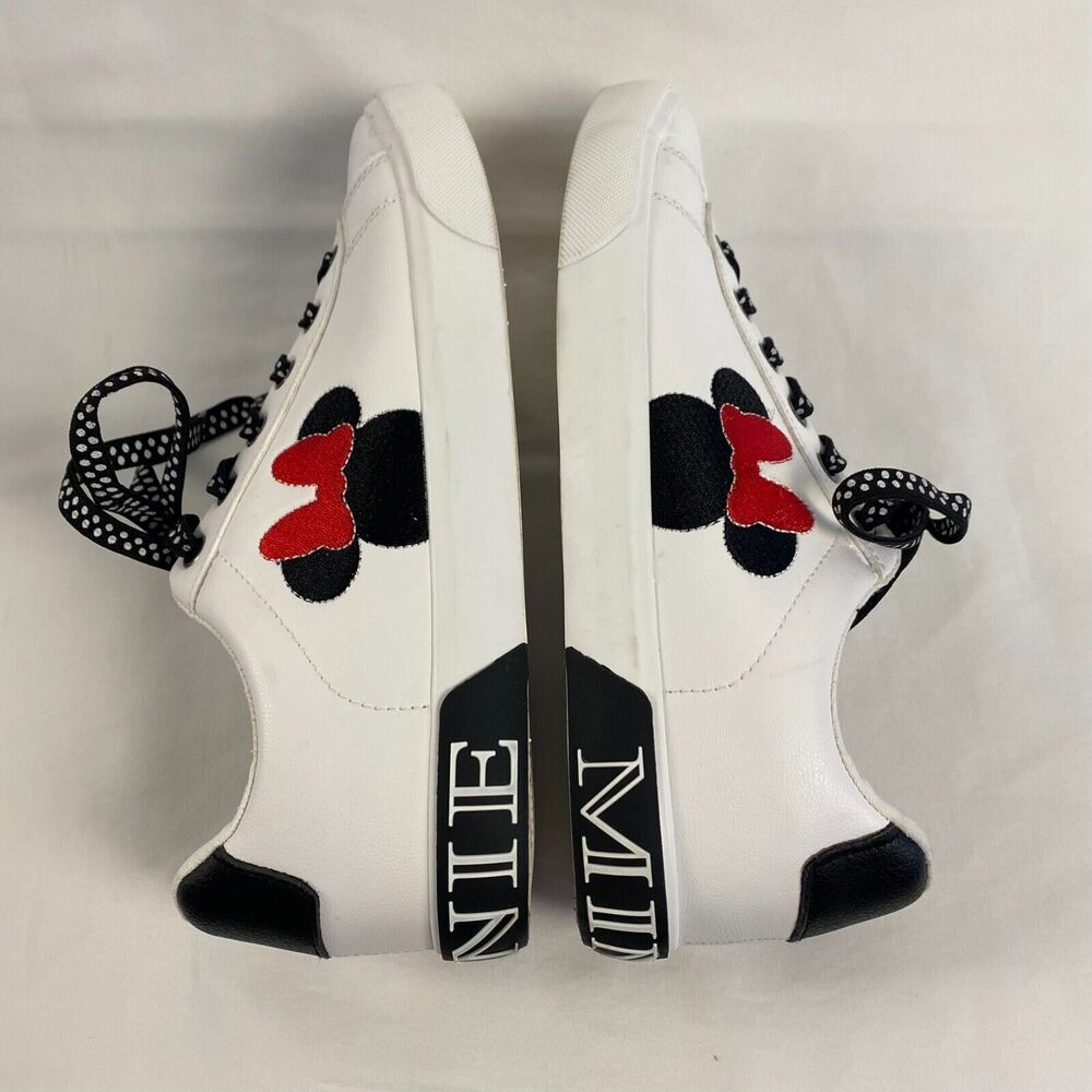 Ground Up Women's White Minnie Mouse Low-Top Court‎ Sneakers Shoes Disney Size 9